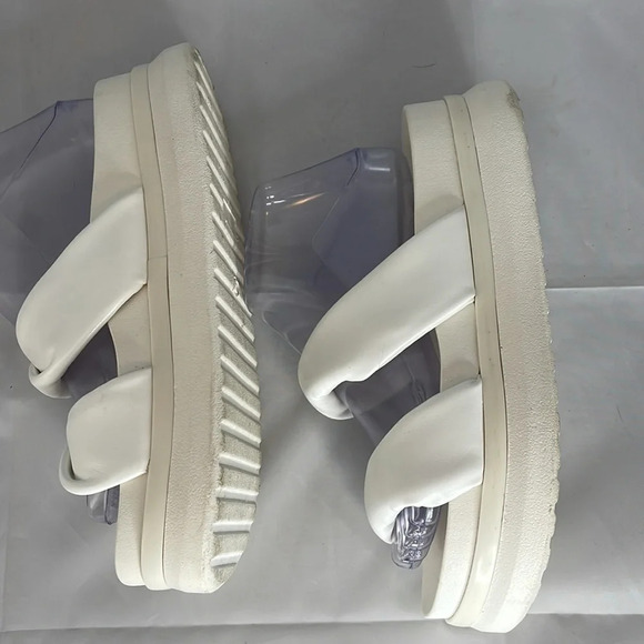 SHEIN Platform Padded Chunky Slides White Faux Leather Twist Strap Sandals 9 - Picture 5 of 10